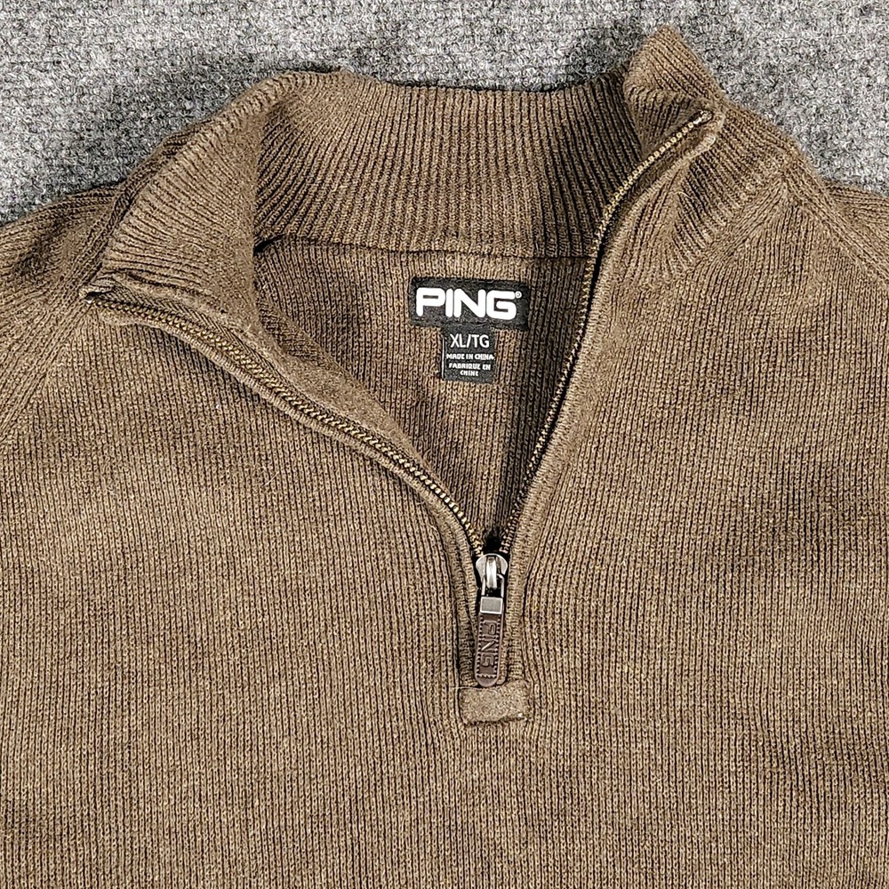 Ping Collection 1/4 Zip Sweater Size Large Brown Golf Outdoors Pullover - Picture 3 of 6
